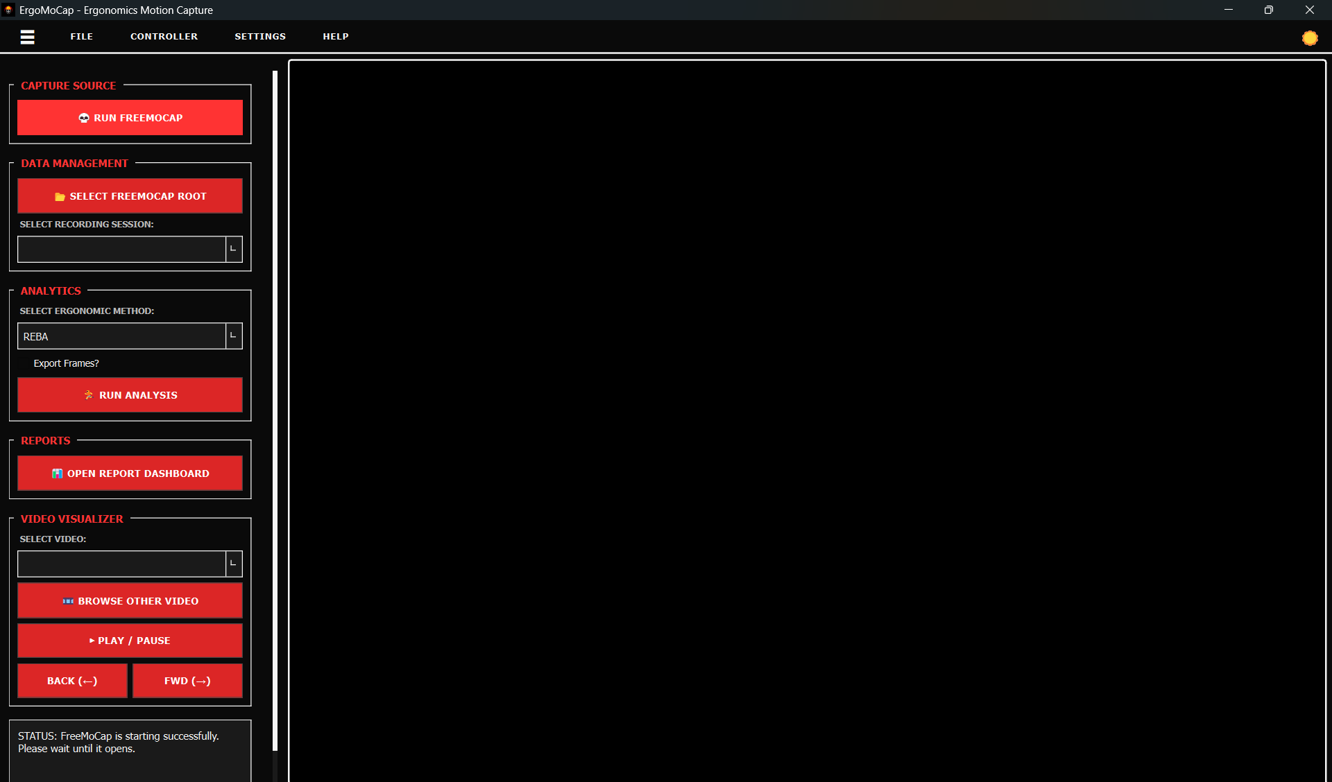 Step 1.1 Click the RUN FREEMOCAP button