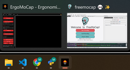 Step 1.4 Check the Taskbar if the FreeMoCap is hidden