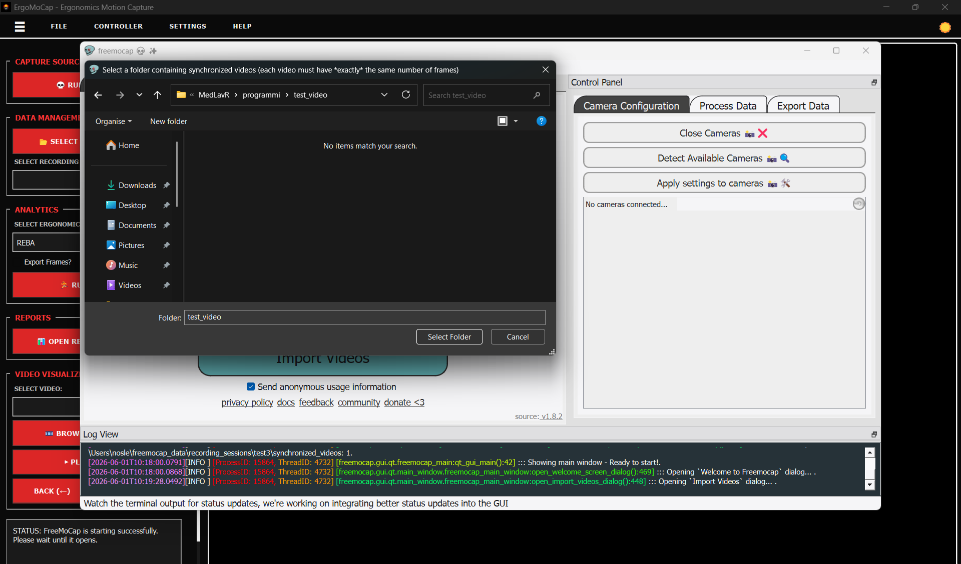 Step 3.1 Click on FMC main Import Videos to open the File Dialog