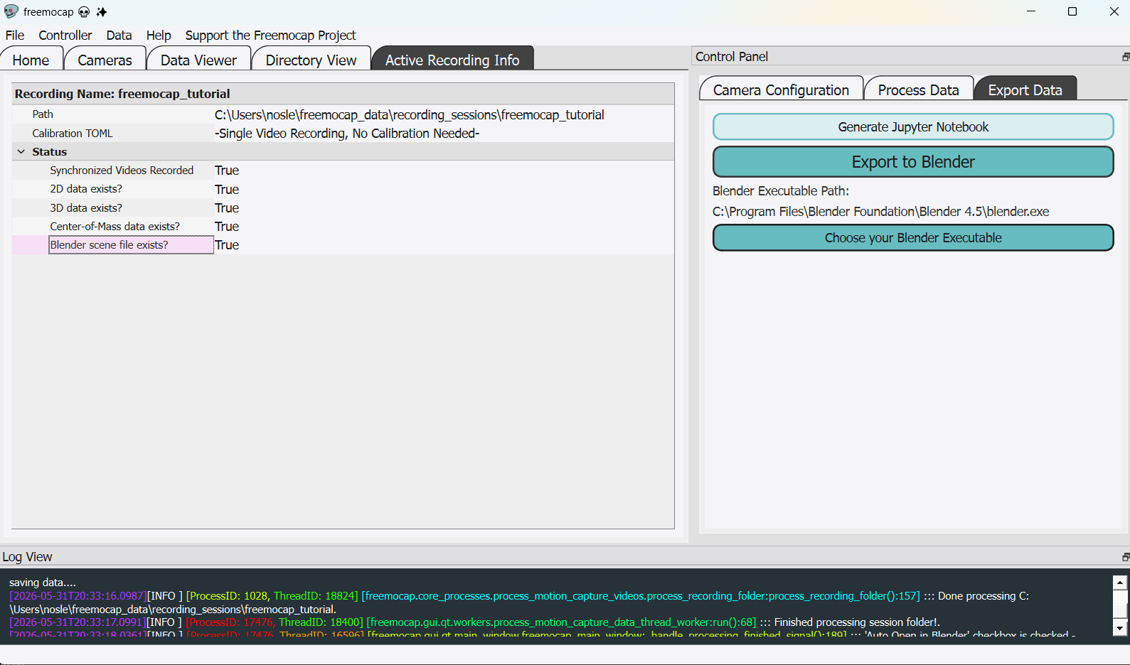 Step 4.3 Check Active Recording Info