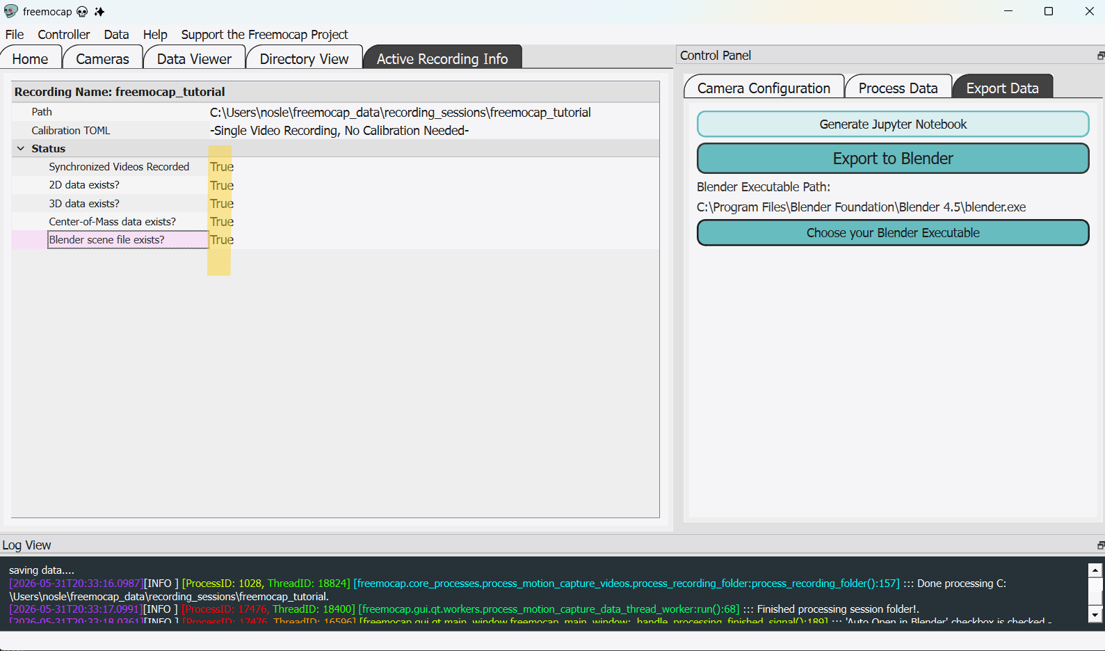 Step 5.6 Active Recording Info - All True